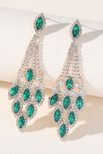 Grønne Rhinestones lange øredobber